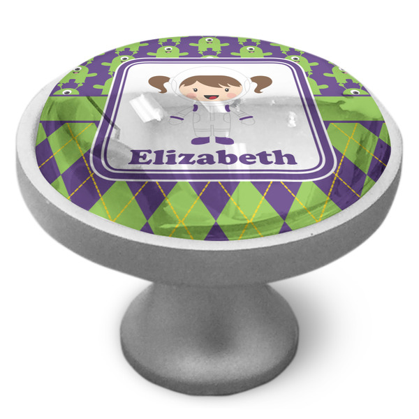 Astronaut, Aliens & Argyle Cabinet Knob - Nickel - Side