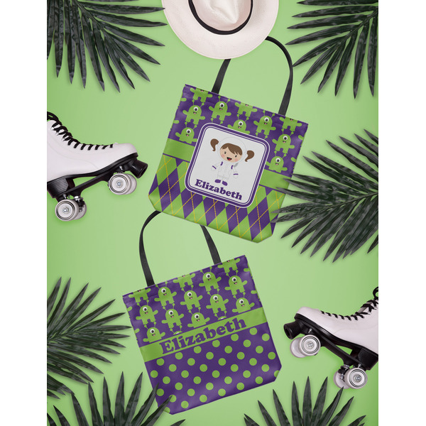 Astronaut, Aliens & Argyle Canvas Tote Lifestyle Front and Back