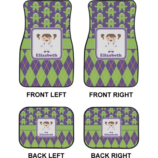 Astronaut, Aliens & Argyle Car Floor Mats Set (2F + 2B)