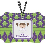 Astronaut, Aliens & Argyle Rear View Mirror Ornament (Personalized)