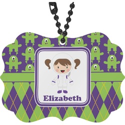 Astronaut, Aliens & Argyle Rear View Mirror Decor (Personalized)