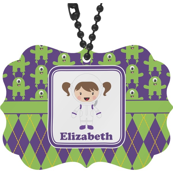 Custom Astronaut, Aliens & Argyle Rear View Mirror Charm (Personalized)