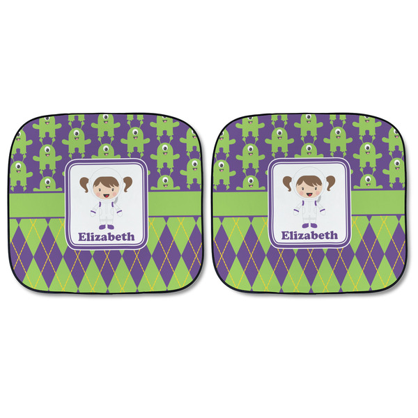 Astronaut, Aliens & Argyle Car Sun Shades - FRONT