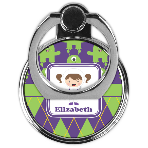 Astronaut, Aliens & Argyle Cell Phone Ring Stand & Holder - Front (Collapsed)