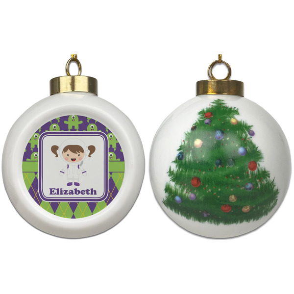 Astronaut, Aliens & Argyle Ceramic Christmas Ornament - X-Mas Tree (APPROVAL)