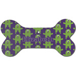 Astronaut, Aliens & Argyle Ceramic Dog Ornament - Front w/ Name or Text