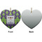 Astronaut, Aliens & Argyle Ceramic Flat Ornament - Heart Front & Back (APPROVAL)