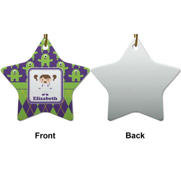Astronaut, Aliens & Argyle Ceramic Flat Ornament - Star Front & Back (APPROVAL)