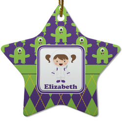 Astronaut, Aliens & Argyle Star Ceramic Ornament w/ Name or Text
