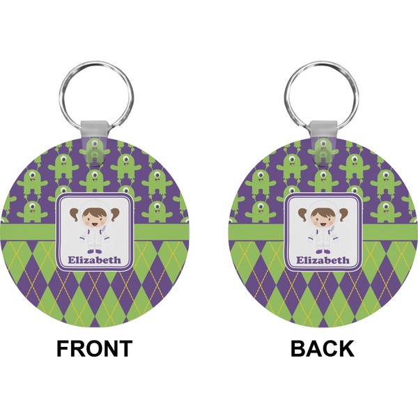 Astronaut, Aliens & Argyle Circle Keychain (Front + Back)