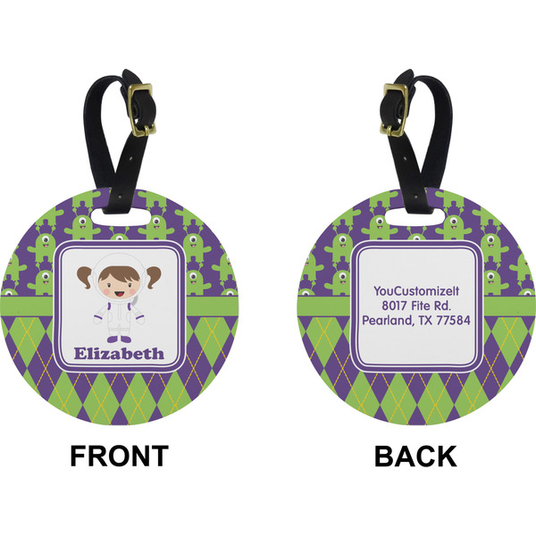 Astronaut, Aliens & Argyle Circle Luggage Tag (Front + Back)