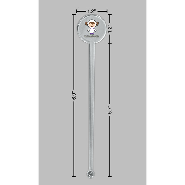 Astronaut, Aliens & Argyle Clear Plastic 7" Stir Stick - Round - Dimensions