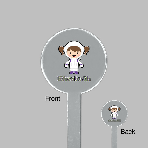 Astronaut, Aliens & Argyle Clear Plastic 7" Stir Stick - Round - Front & Back