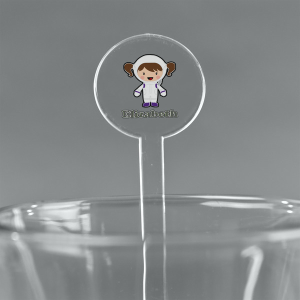 Custom Astronaut, Aliens & Argyle 5.5" Round Plastic Stir Sticks - Clear (Personalized)