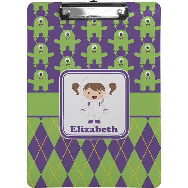 Custom Astronaut, Aliens & Argyle Clipboard (Letter Size) (Personalized)