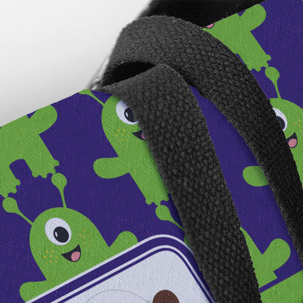 Astronaut, Aliens & Argyle Closeup of Tote w/Black Handles