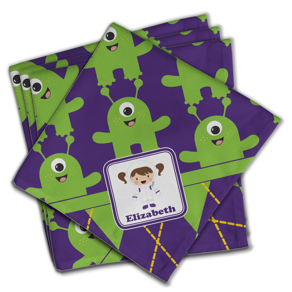 Custom Astronaut, Aliens & Argyle Cloth Napkins (Set of 4) (Personalized)