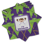 Astronaut, Aliens & Argyle Cloth Cocktail Napkins - Set of 4 w/ Name or Text