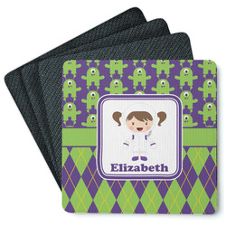 Astronaut, Aliens & Argyle Square Rubber Backed Coasters - Set of 4 (Personalized)