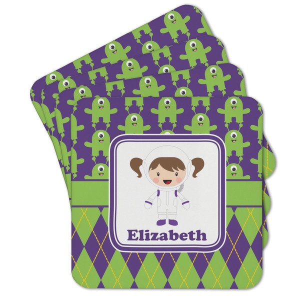Custom Astronaut, Aliens & Argyle Cork Coaster - Set of 4 w/ Name or Text