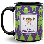 Astronaut, Aliens & Argyle 11 Oz Coffee Mug - Black (Personalized)