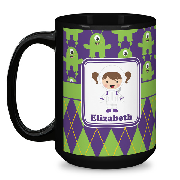 Astronaut, Aliens & Argyle Coffee Mug - 15 oz - Black