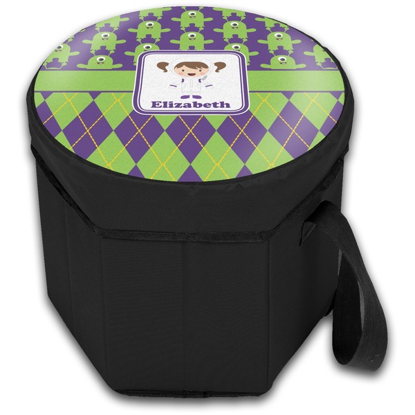 Astronaut, Aliens & Argyle Collapsible Personalized Cooler & Seat (Closed)