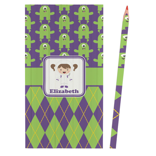 Astronaut, Aliens & Argyle Colored Pencils - Front View