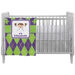 Astronaut, Aliens & Argyle Crib Comforter / Quilt (Personalized)