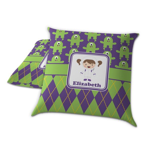 Astronaut, Aliens & Argyle Decorative Pillow Case - TWO