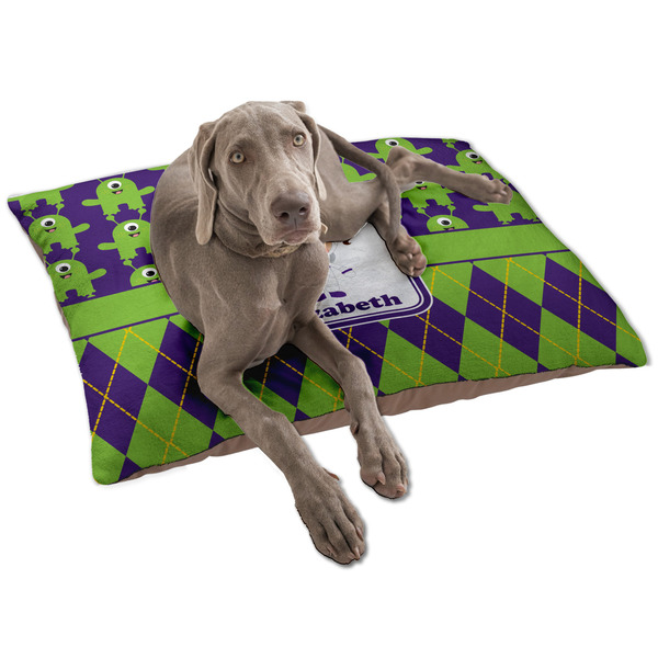 Custom Astronaut, Aliens & Argyle Dog Bed - Large w/ Name or Text