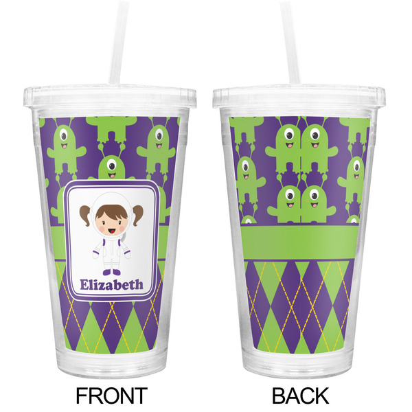 Astronaut, Aliens & Argyle Double Wall Tumbler with Straw - Approval