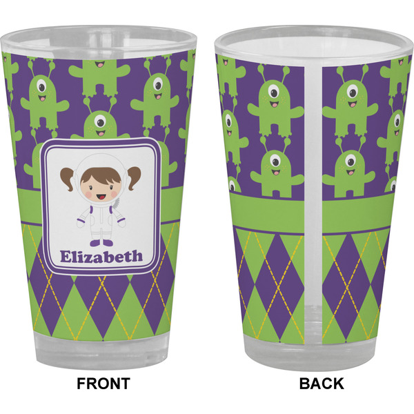 Astronaut, Aliens & Argyle Pint Glass - Full Color - Front & Back Views