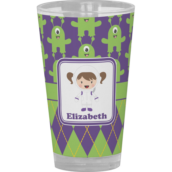 Custom Astronaut, Aliens & Argyle Pint Glass - Full Color (Personalized)