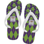 Astronaut, Aliens & Argyle Flip Flops - Large (Personalized)