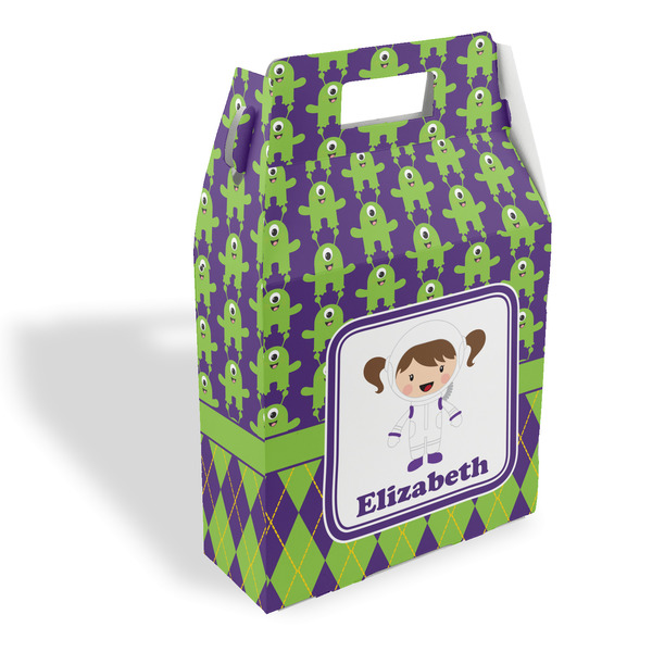 Custom Astronaut, Aliens & Argyle Gable Favor Box (Personalized)