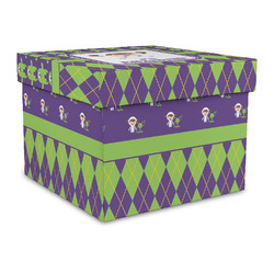 Astronaut, Aliens & Argyle Gift Box with Lid - Canvas Wrapped - Large (Personalized)