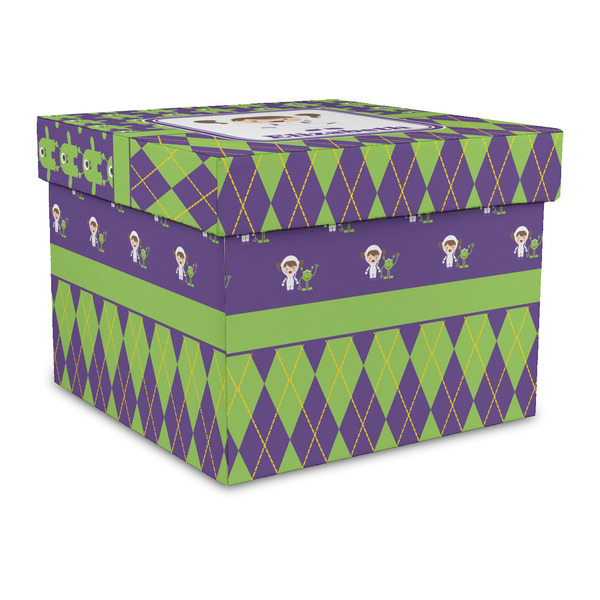Custom Astronaut, Aliens & Argyle Gift Box with Lid - Canvas Wrapped - Large (Personalized)