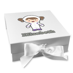 Astronaut, Aliens & Argyle Gift Box with Magnetic Lid - White (Personalized)