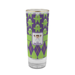 Astronaut, Aliens & Argyle 2 oz Shot Glass - Glass with Gold Rim (Personalized)