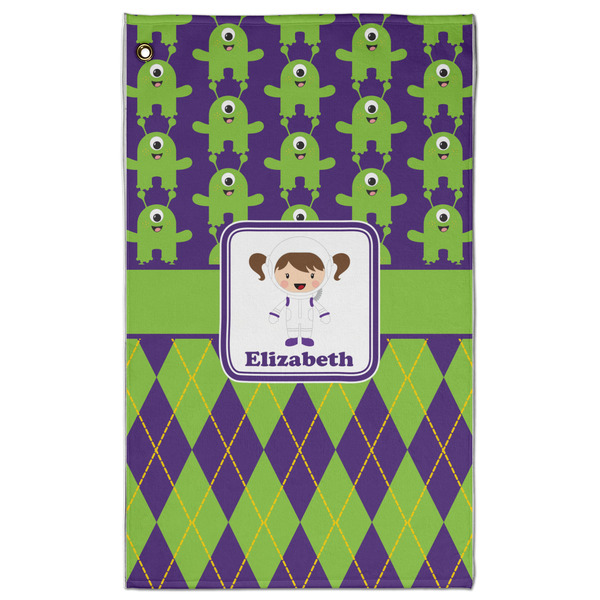 Custom Astronaut, Aliens & Argyle Golf Towel - Poly-Cotton Blend - Large w/ Name or Text