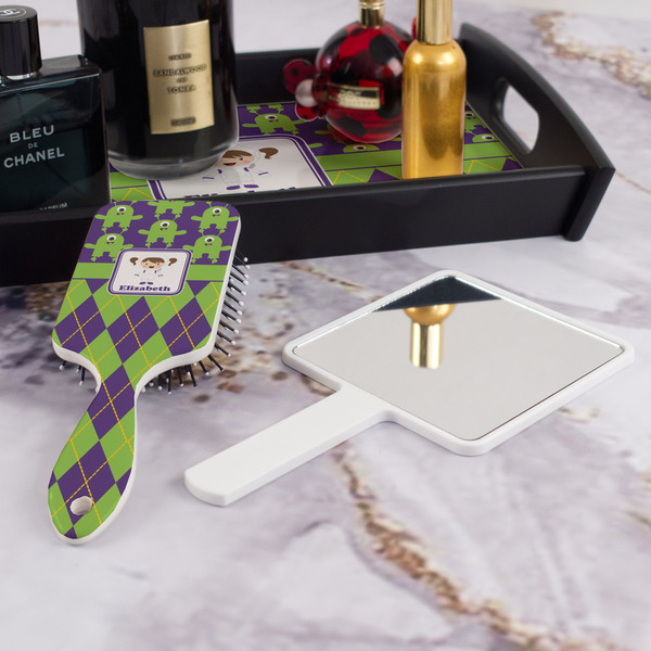 Astronaut, Aliens & Argyle Hair Brush - With Hand Mirror