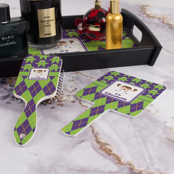 Astronaut, Aliens & Argyle Hair Brush and Hand Mirror - Bathroom Scene