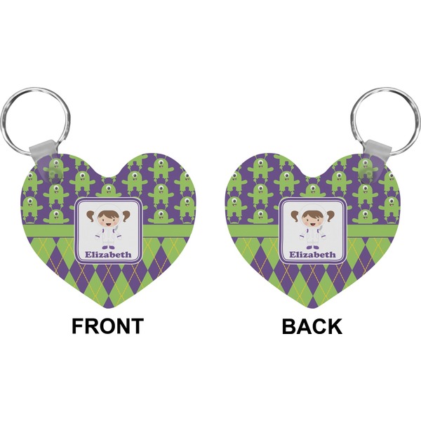 Astronaut, Aliens & Argyle Heart Keychain (Front + Back)