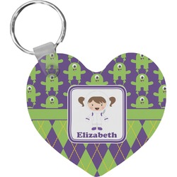 Astronaut, Aliens & Argyle Heart Plastic Keychain w/ Name or Text