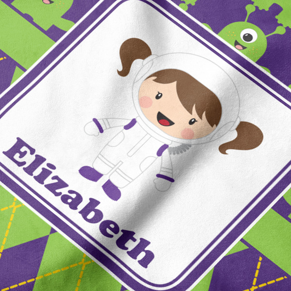 Astronaut, Aliens & Argyle Hooded Baby Towel- Detail Close Up