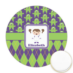 Astronaut, Aliens & Argyle Printed Cookie Topper - Round (Personalized)