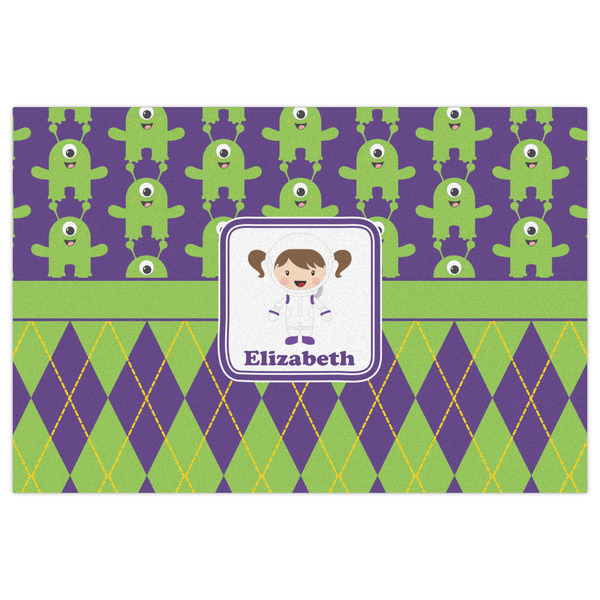 Astronaut, Aliens & Argyle Indoor / Outdoor Rug - 2'x3' - Front Flat