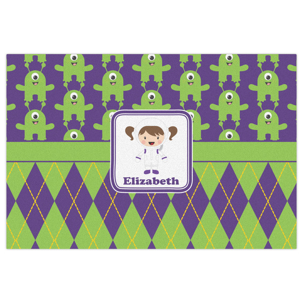 Astronaut, Aliens & Argyle Indoor / Outdoor Rug - 4'x6' - Front Flat