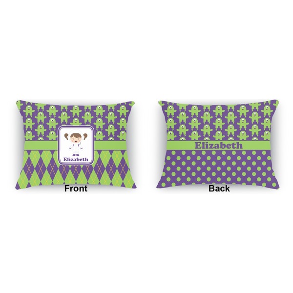 Astronaut, Aliens & Argyle  Indoor Rectangular Burlap Pillow (Front and Back)